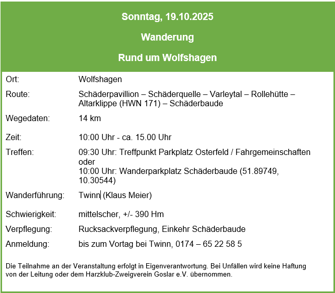 Wandern 2025 10 19