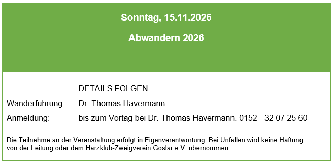 Wandern 2026 11 15